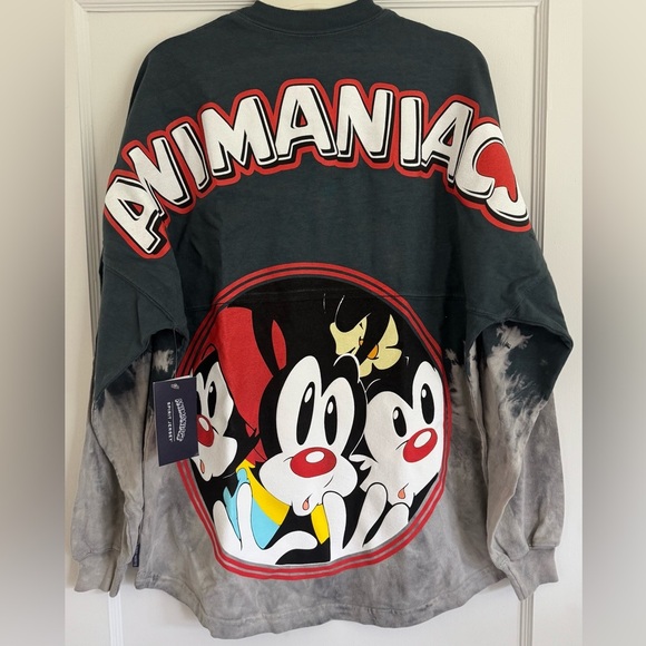 Animaniacs Spirit Jersey Unisex Size Small  Black & Gray Tie-Dye Long Sleeve - Picture 1 of 6